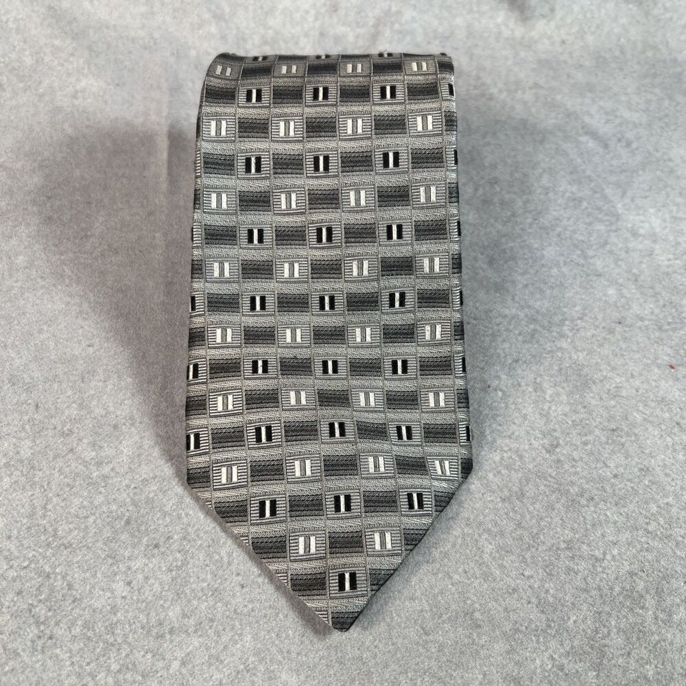 Stafford Gray Tie Multiple Shades Geometric Pattern